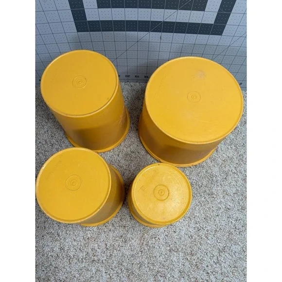 Vintage Tupperware Servalier Gold With Orange Floral Canister Set with Lids - Picture 8 of 12